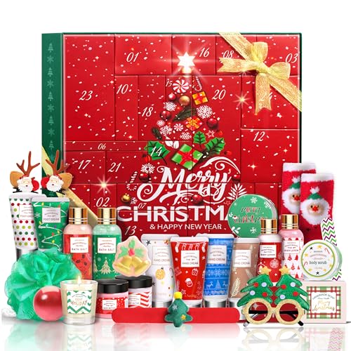 LUCOTIYA Advent Calendar 2025-24 Days of Beauty Advent Calendar, Bath and Body Gifts Sets for Women, Christmas Gifts Baskets for Women, Skincare Beauty Gift Baskets