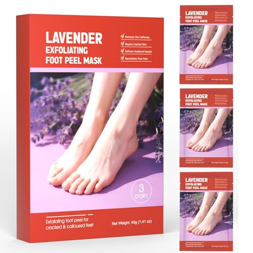 Foot Peel Mask for Dry, Rough Feet ? Exfoliating Foot Mask with Fruit Acids, Lavender & Urea ? Peeling Socks for Dead Skin & Cracked Heels ? Foot Care for Women & Men