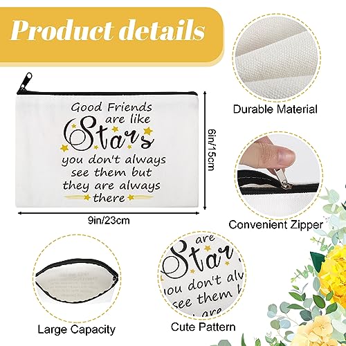 Kenning 10 Pieces Friendship Gifts for Women 5 Pcs Funny Friend Makeup Bag 5 Pcs Good Friends Are Like Stars Friendship Keychain Cute Star Keychain Birthday Presents Graduation Gift for Women BFF Teen