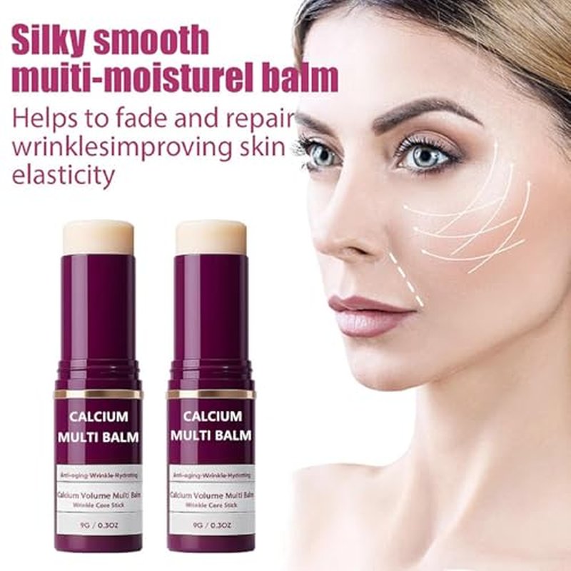 2Pcs Calcium Multi Balm, Calcium Volume Multi Balm, Korean Collagen Moisturing Stick, Hydrating, Anti-aging, Suitable for Eyes, Neck, Face.