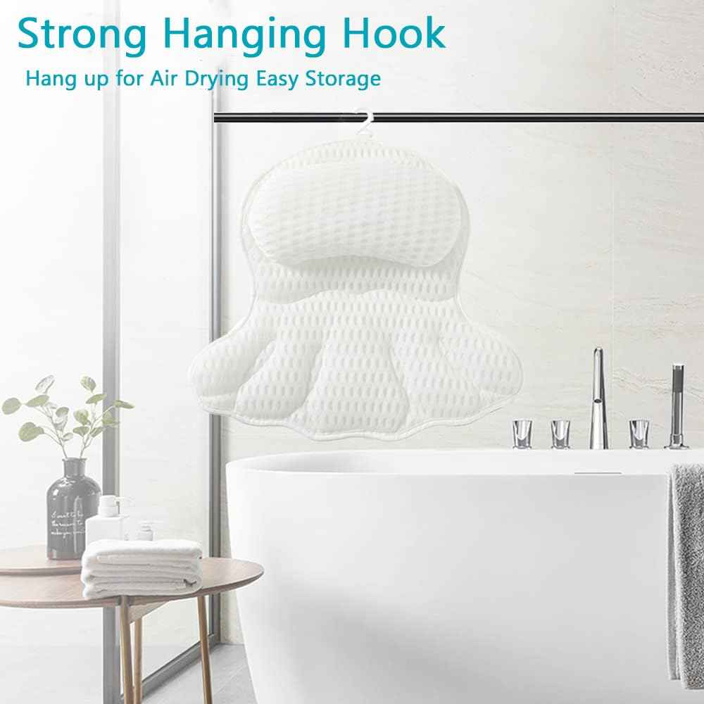 Bath Pillow Bathtub Pillow for Neck Back Support 4D Bath Tub Pillow with 6 Strong Suction Perfect Bath Gift for Women