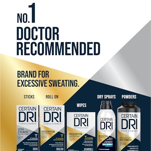 Certain Dri Extra-Strength Clinical Solid Antiperspirant - 72-Hour Sweat & Odor Protection for Hyperhidrosis - Maximum-Strength - Powder Fresh Scent - 1.7 oz