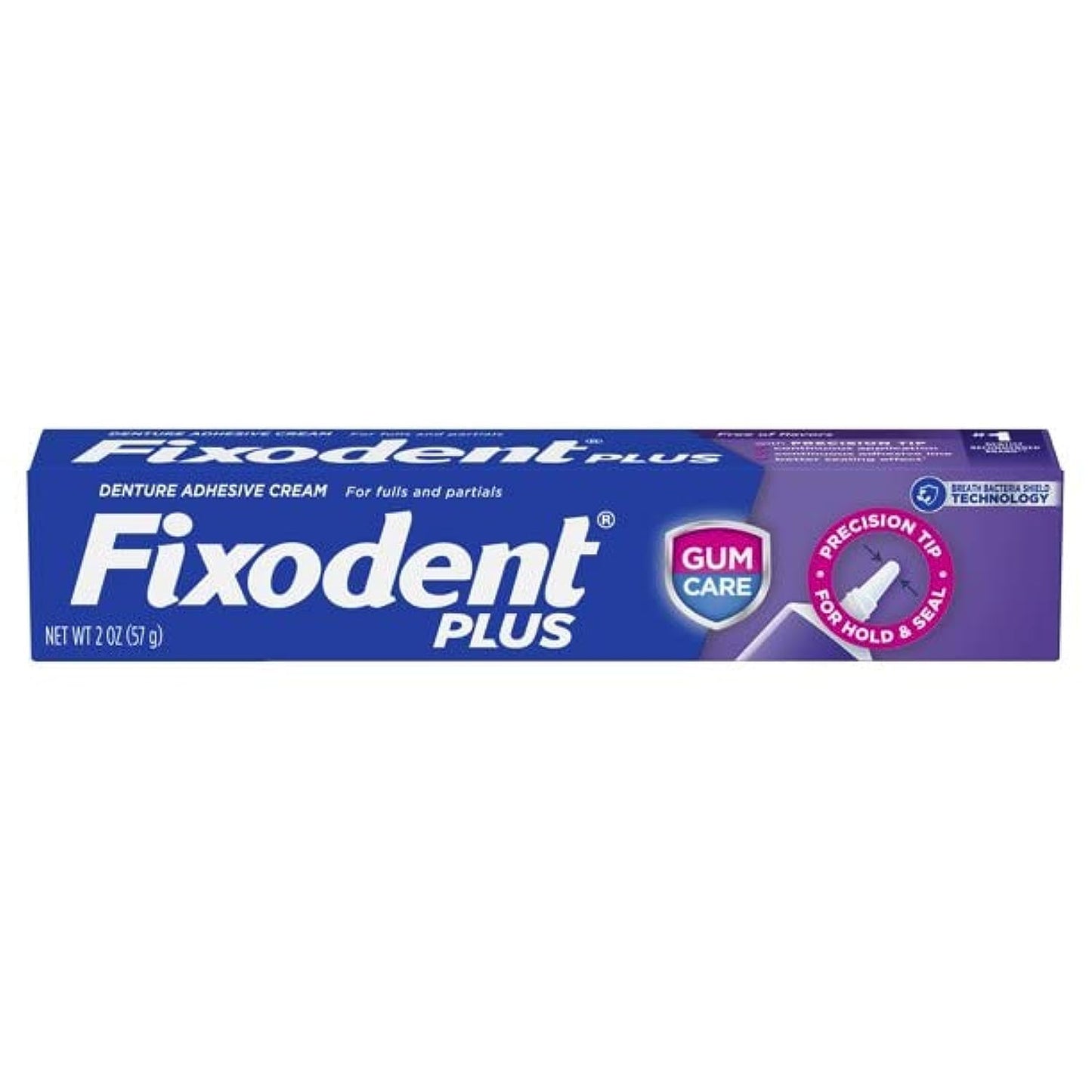 Fixodent Plus Denture Adhesive Cream - Long-Lasting Hold & Gum Care | 2 oz, Pack of 6