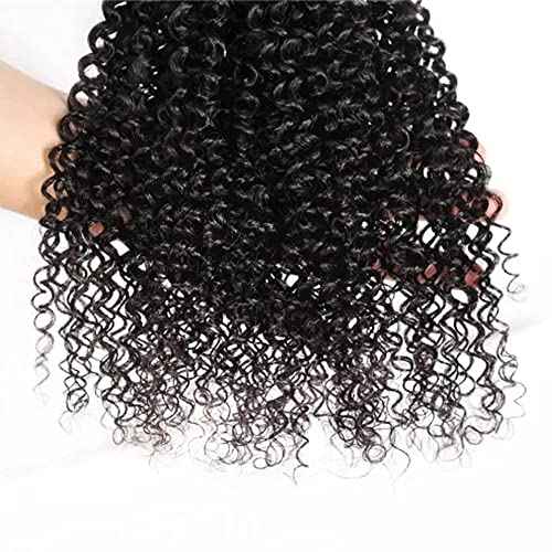 Kinky Curly Human Hair Bundles Thick Brazilian Virgin Curly Weave Bundles Human Hair 100% Unprocessed Double Weft Natural Black Color Can Be Dyed 100g 16 Inch