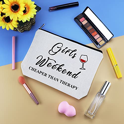 3 Pcs Girls Weekend Best Friends Gift for Women Makeup Bag Friendship Travel Trip Gift Cosmetic Bag Christmas Graduation Wedding Birthday Present for Sister Friends Bestie Travel Toiletry Pouch