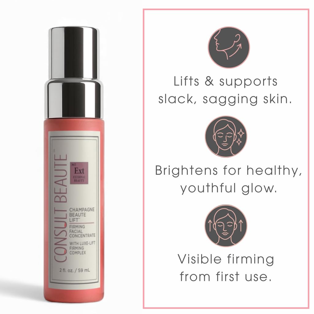 Consult Beaute - Champagne Lift Firming Serum Concentrate for Face - Anti-Aging - Accumulative Support for Sagging Skin - Hydrate & Reduce Fine Lines and Wrinkles - Daily Skin Treatment - 2 Fl Oz