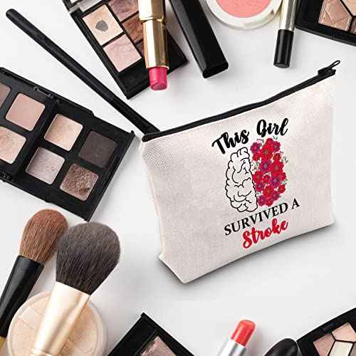 G2TUP Stoke Awareness Gift This Girl Survived A Stroke Makeup Bag Stroke Survivor Cosmetic Bag Stroke Warrior Gift Zipper Travel Bag (Survived A Stroke MB)