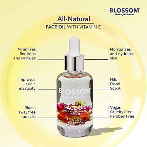 Blossom Unscented All Natural, Vegan, Cruelty Free Face Oil with Vitamin E, Infused with Real Flowers, Made in USA, 1 fl. oz., Summer Breeze