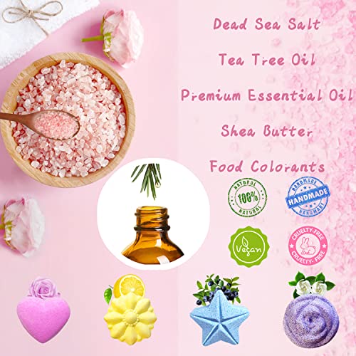 Bath Foot Bombs, 16 Pack Foot Soak with Bath Salt and Tea Tree Oil for Christmas. Organic Natural Handmade Aroma Pure Essential Oil Bubble Feet Balls for Foot Callus, Stubborn Feet Odor Scent.