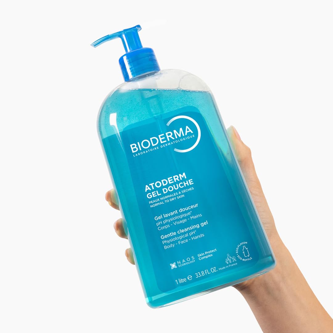 Bioderma - Atoderm Hydrating Shower Gel Body Wash - Moisturizing Face and Body Cleanser for Normal to Dehydrated Sensitive Skin