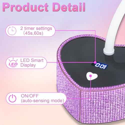 UV Nail Lamp,30W Rechargeable Gel Lamp Mini Cordless UV Light with 2 Timers & Auto Sensor,LED Fast Curing Goosenecks Gel Nail Polish Lamp for Home DIY Manicure (Purple Diamond)