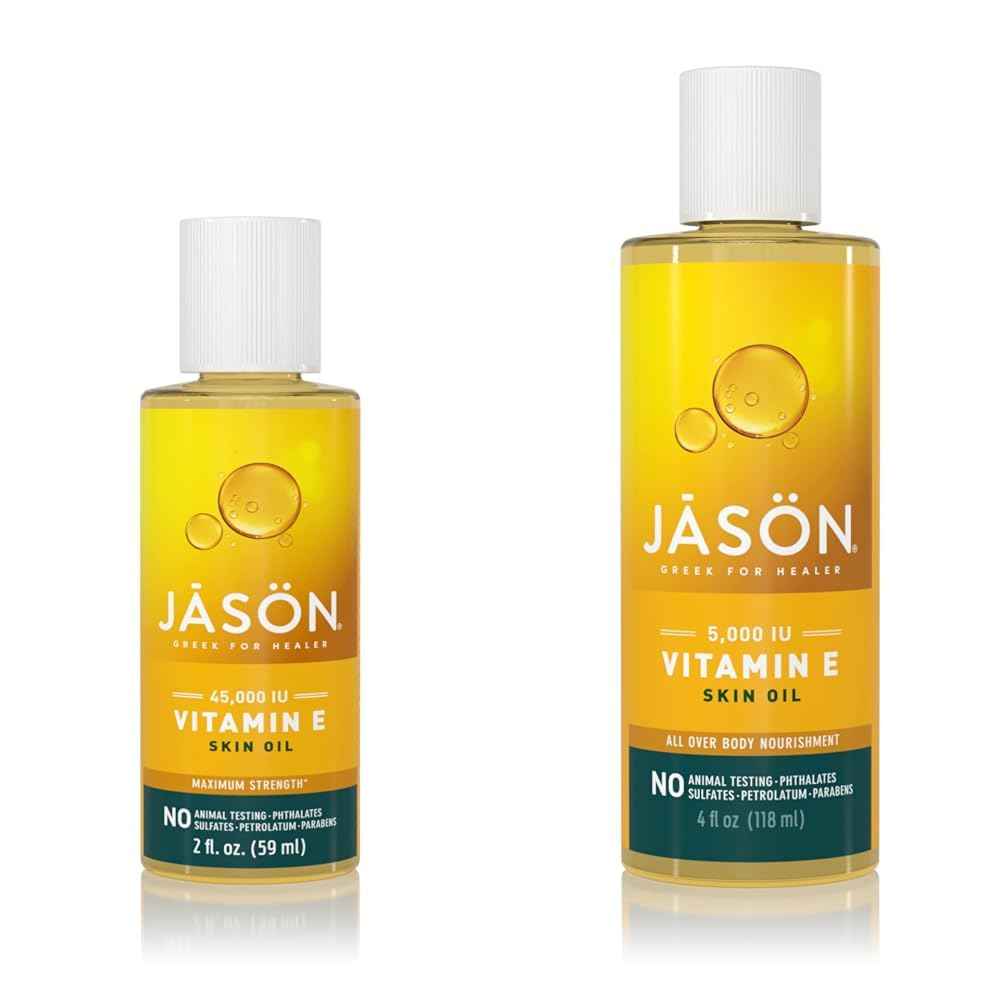 JASON Vitamin E Skin Oils Bundle, 45,000 IU 2 Oz and 5,000 IU 4 Oz