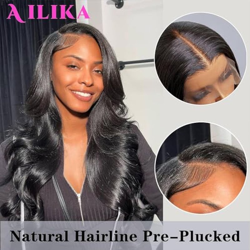30 Inch13*4 HD Transparent Lace Front Wig Body Wave Human Hair Pre Plucked 180 Density With Baby Hair Natural Hairline Wig For Black Women.