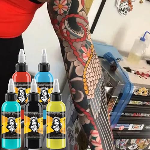 BAODELI 14-Piece Tattoo Ink Set - 1 oz UV & Color Ink with Microknife Paint - Tattoo Supplies for Body Art