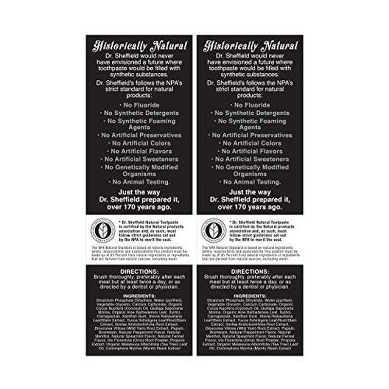 Dr. Sheffield¡¯s Certified Natural Toothpaste (Extra-Whitening) - Great Tasting, Fluoride Free Toothpaste/Freshen Your Breath, Whiten Your Teeth, Reduce Plaque (2-Pack)