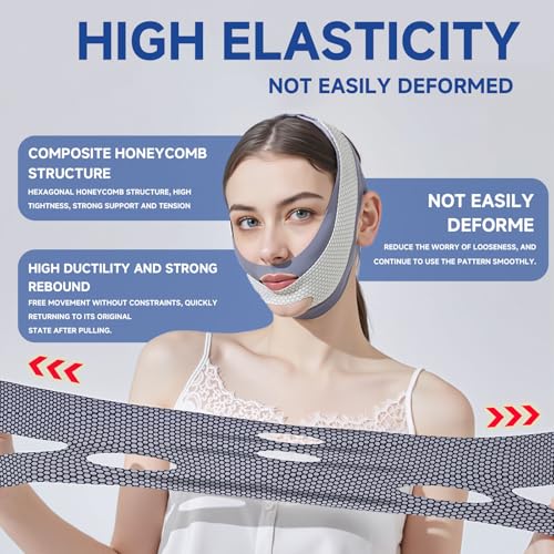 2 Pack V Line Lifting Mask with Chin Strap for Sleeping, Reusable Chin Strap for Double Chin for Women, Adjustable Chin Strap, Jaw Exerciser
