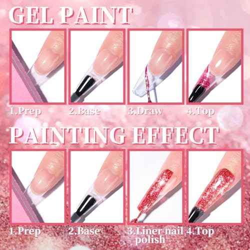 Clara Colors Glitter Gel Polish Set for Winter, 20 Color Nail Art Set - Red, Yellow Gel Polish for Swirl, French Tip Painting Designs - Built-In Nail Art Brush