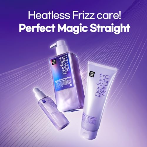 Mise En Scene Perfect Magic Straigt Serum Treatment | Anti-Frizz Cream for flyaway taming | Anti Humidity Hair Conditioner | Hydrating, Add Shine, Breakage Control | 7.77 Fl Oz