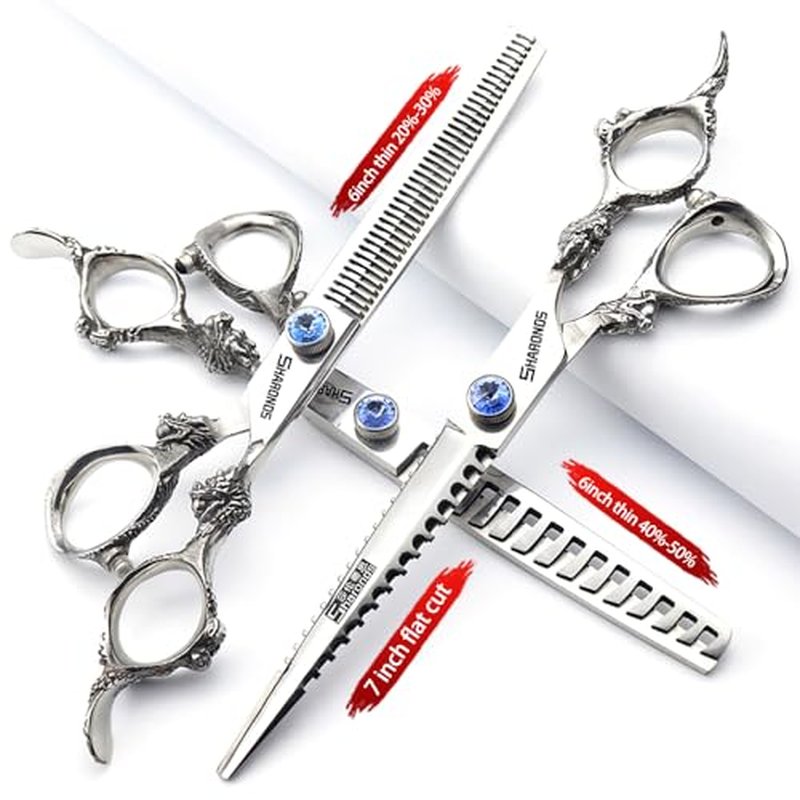 6/7/8/9-inch professional hair clipper set, stainless steel sharp hair clippers, hairdresser specific scissor(7 inches, 3 pieces)