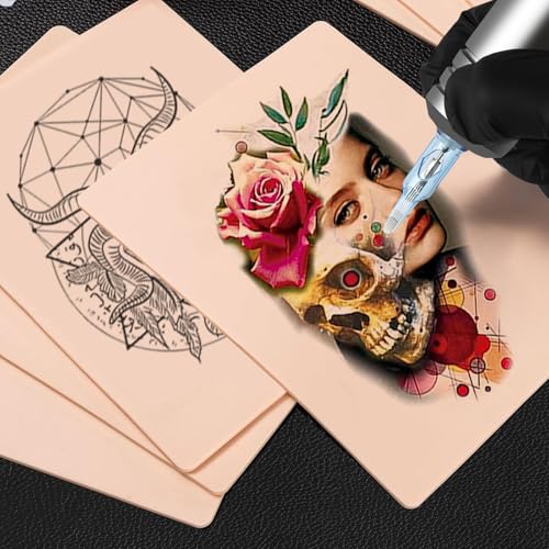Premium Fake Skin Tattoo 3MM - Jconly 6Pcs Thick Tattoo Fake Skin Double Sides Tattoo Skin Practice, 8¡¿6 in Soft Silicone Tattoo Fake Skin for Beginners and Tattoo Artists, Quality Tattoo Skin