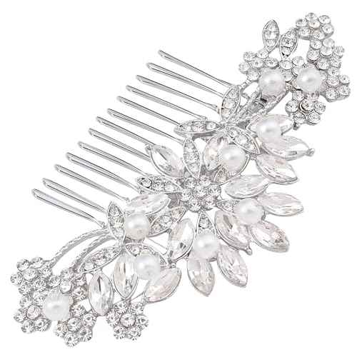 Crystal Wedding Hair Comb Bridal Hair Comb Pearl Wedding Headpiece Silver Hair Accessories