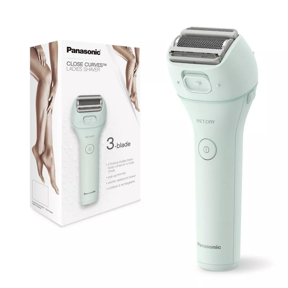 Panasonic Electric Shaver for Women Legs & Body, Wet & Dry Cordless Electric Razor with Bikini Trimmer Attachments, 3 Hypoallergenic Blades, Perfect for Travel, Shower and Everyday Use - ES-WL60-G