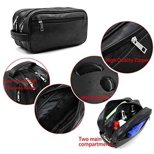 Sumnacon Toiletry Bags, Unisex PU Leather Waterproof Travel Toiletry Bag Organizer Perfect for Shaving Grooming Dopp Kit & Household Business Vacation, Cosmetic Bag with Portable Handle