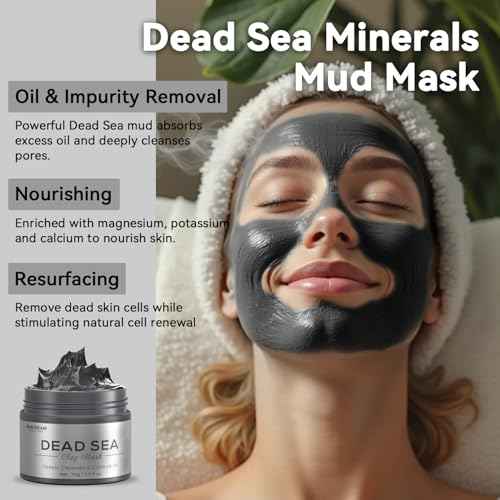Turmeric Clay Mask, Green Tea, Dead Sea Minerals Mud Mask, Spa Facial Mask 3-Piece Set for Deep Cleansing, Moisturizing and Refining Pores, Vegan & Cruelty-Free, 7.5 fl.oz