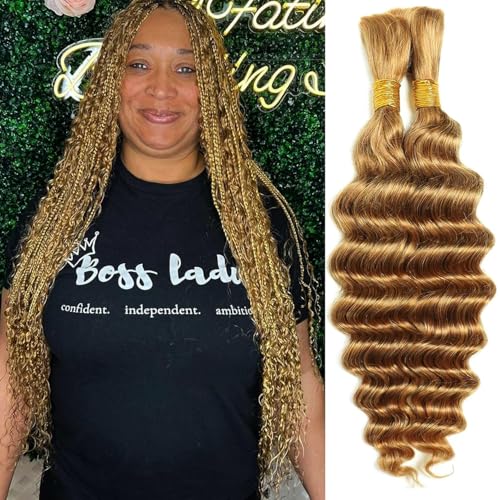Deep Wave Bulk Human Hair for Braiding No Weft Human Braiding Hair For Boho Braids Brazilian Virgin Human Hair Extensions 100g 2 Bundles Human Hair 22Inch 27#