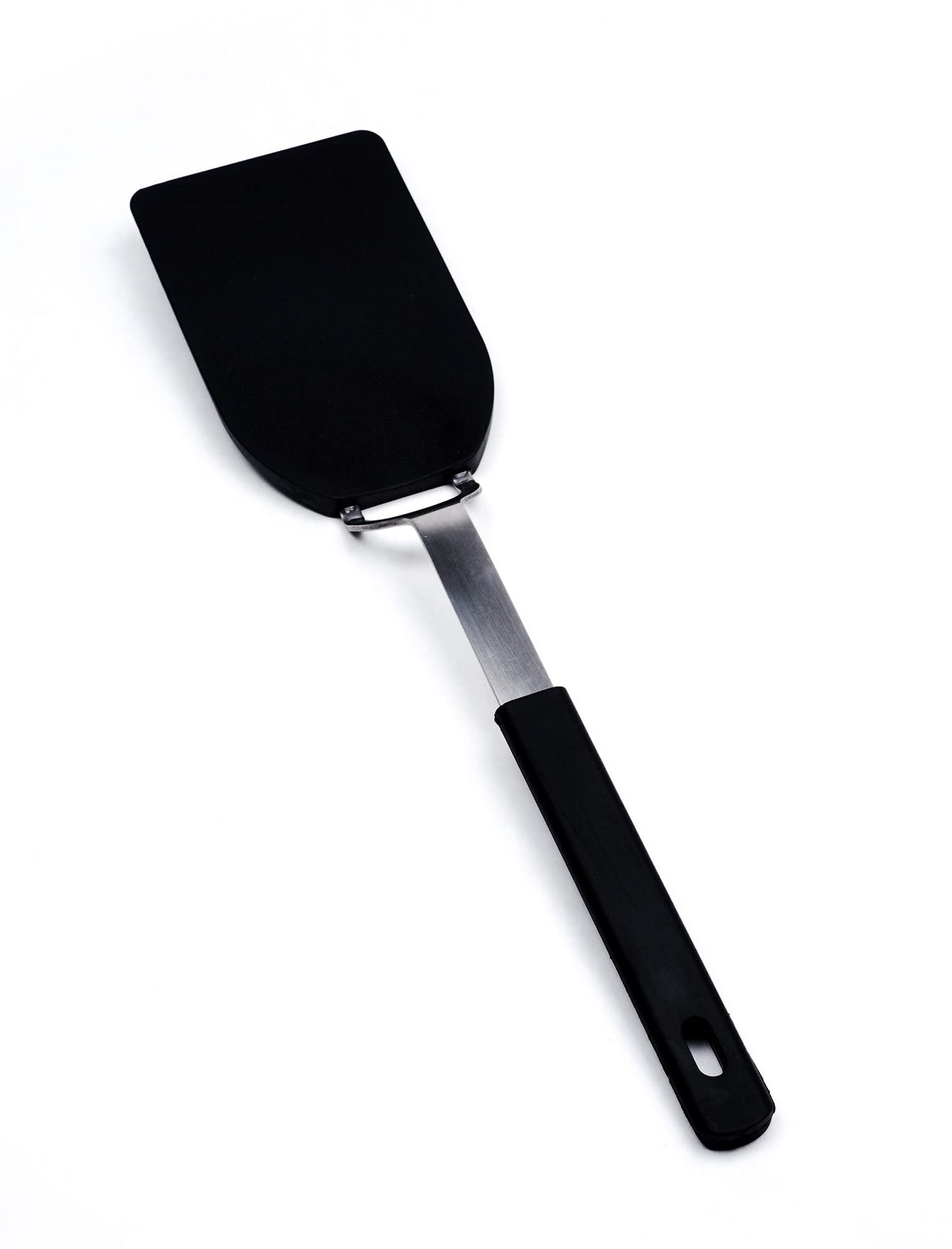 RSVP International Kitchen Tool Collection Flexible Nylon Spatula, Stainless Steel Handle, 12x2.75", Black