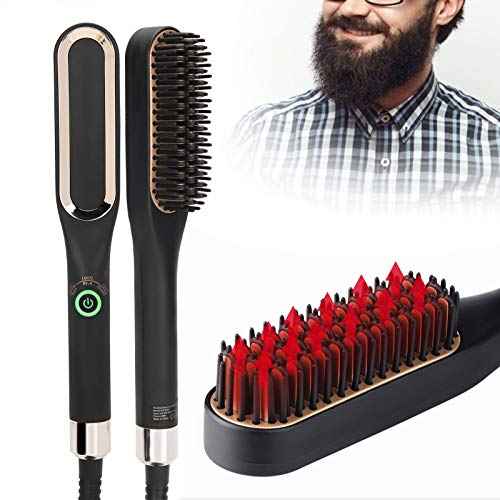 Beard Straightener, Heated Hair Straightening Brush with with 3 Adjustable Temps, Electric Beard Straightening Comb, Beard Comb, Multifunctional Beard Straightener Brush Unique Gifts for Men Women