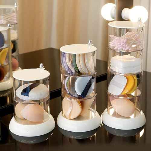 JessLab 4 Layer Clear Jewelry Organizer, 360¡Æ Rotatable Acrylic Hair Accessory Organizer, Hair Clip and Tie, Earring Storage for Bathroom Vanity Countertop