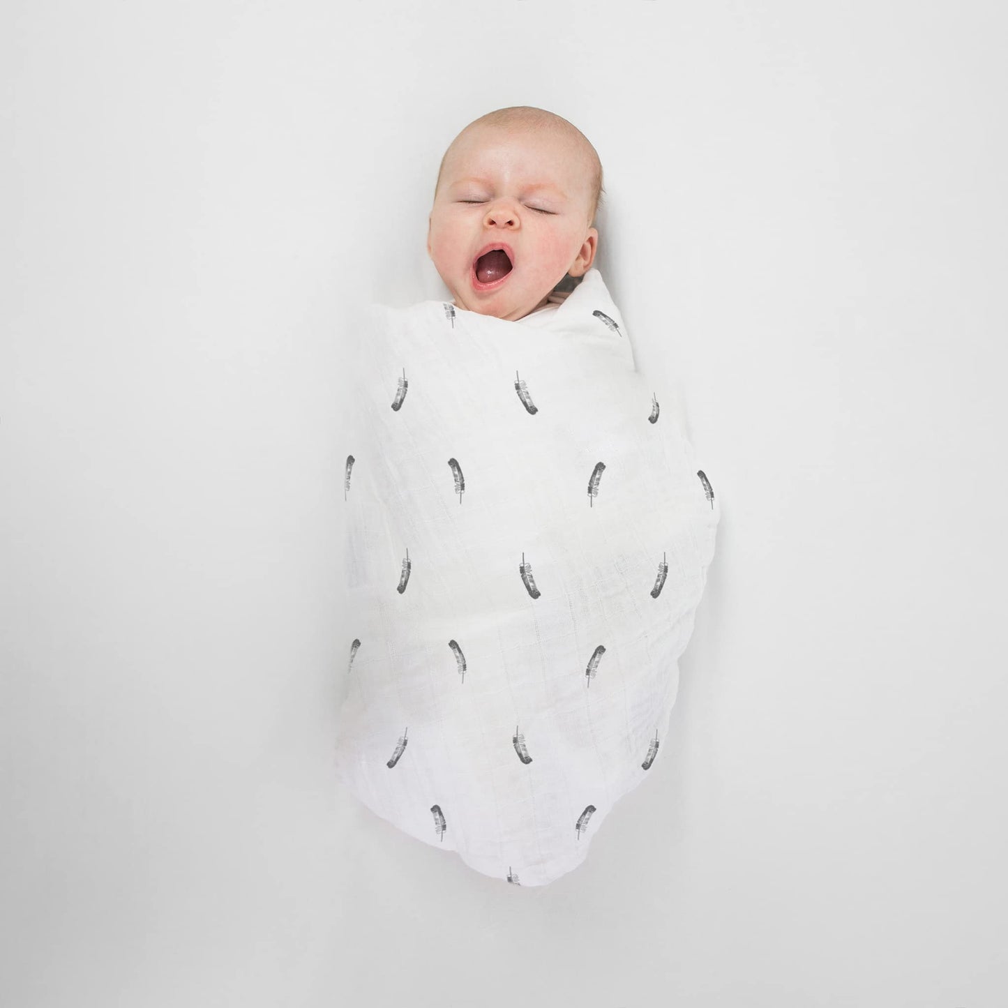 Amazing Baby Muslin Swaddle Blanket, Premium Cotton, Little Feather, Gray & Soft Black