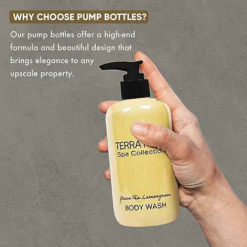 Terra Pure Spa Collection Amenities Set,10.14oz. Pumps (1 of Each) Shampoo, Conditioner, Hand/Body Wash, and Lotion