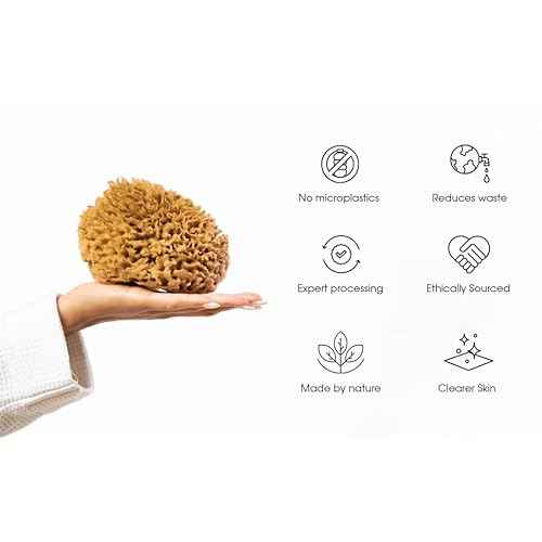 Naroa Soft Natural Sea Sponge | Gentle Loofah for Bathing Smooth Skin | Unbleached Shower Body Scrubber Puff | Bath & Spa (Medium)