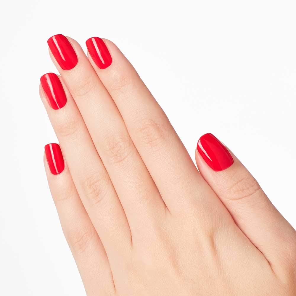 OPI Nail Lacquer We Seafood and Eat It | Opaque Bright Red Crème Chip Resistant Nail Polish | Lisbon Collection