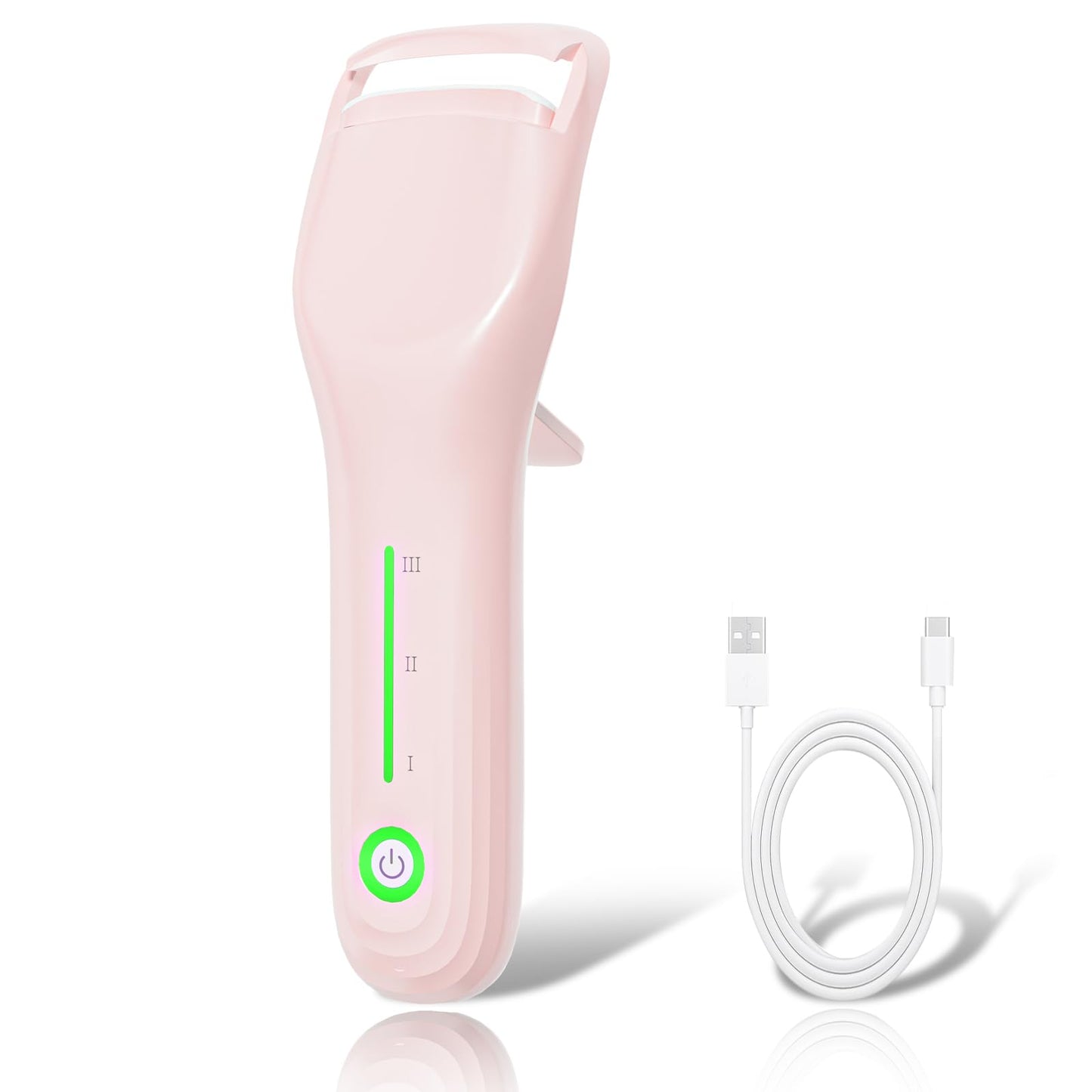 Heated Eyelash Curler for Women, Type-C Rechargeable with 3 Temp Settings & Silicone Pad for Natural C Curl, Travel-Friendly Heated Lash Curler (Pink)