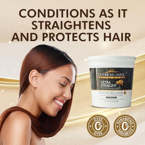 Dominican Magic Ultra Straight No Lye Hair Relaxer ? Gentle Formula for Smooth, Frizz-Free, and Straight Hair ? 7.4oz, Normal Strength, Professional Grade Relaxer