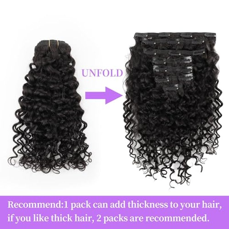 Sassina Natural Wave Clip in Remy Human Hair Extensions Double Weft Invisible Clip in Extensions Real Human Hair Natural Black Virgin Human Hair Extensions for Women 7Pcs 120G 24 Inch