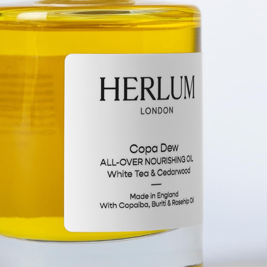 Herlum Copa Dew All-Over Nourishing Oil - Restores & Hydrates Skin, Hair & Body with Antioxidant-Rich Copaiba, Rosehip, Squalane Oils - Fast-Absorbing, Vegan, Waterless Formula, 50ml - Made in the UK