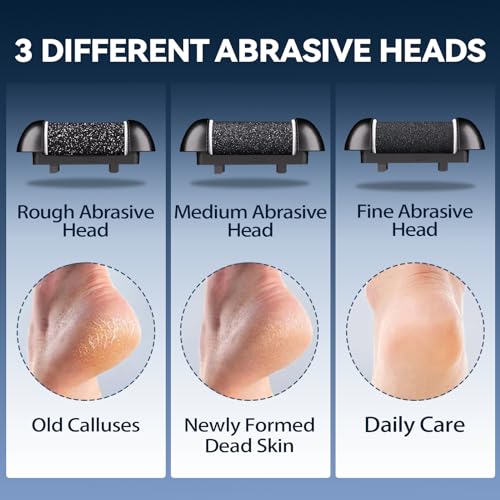 Wea&Hea Electric Callus Remover for Feet with 3 Roller Heads 2 Speed Rechargeable Waterproof Professional Pedicure Kit 17 in 1 Foot File Tools Perfect for Dead Hard Cracked Dry Skin