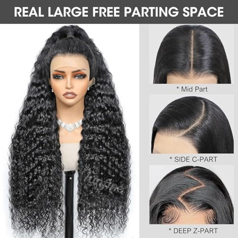 14 inch BoB 13x6 Glueless Lace Front Wigs Human Hair Pre Cut Lace Water Wave Lace Front Wigs Human Hair Pre Plucked Glueless Deep Wave Frontal Wigs Human Hair for Black Women