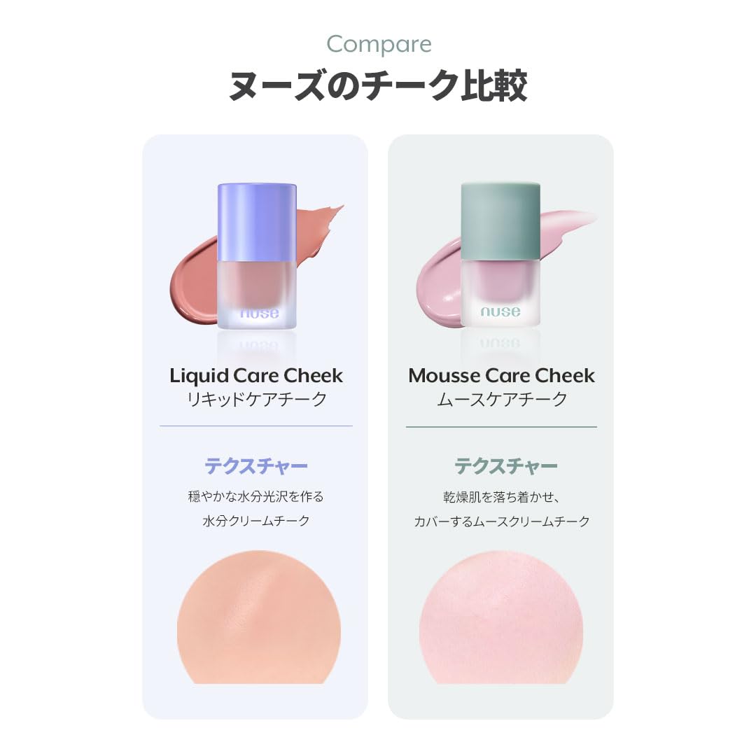 nuse Mousse Care Cheek - Liquid Blush for Cheeks | Soft Color, Matte Finish, Buildable & Watercolor Effect Blush for Natural Look | Vegan Makeup (06 Hearty)