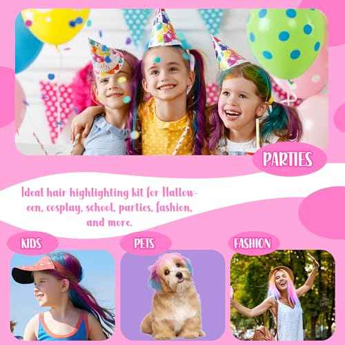 10-Pack Hair Chalk for Kids (Ages 4-12) & Teens - Washable Temporary Hair Dye for Girls, Easy to Apply & Remove, Ideal Gift for Birthday, Valentine's Day, Cosplay & Party Activities