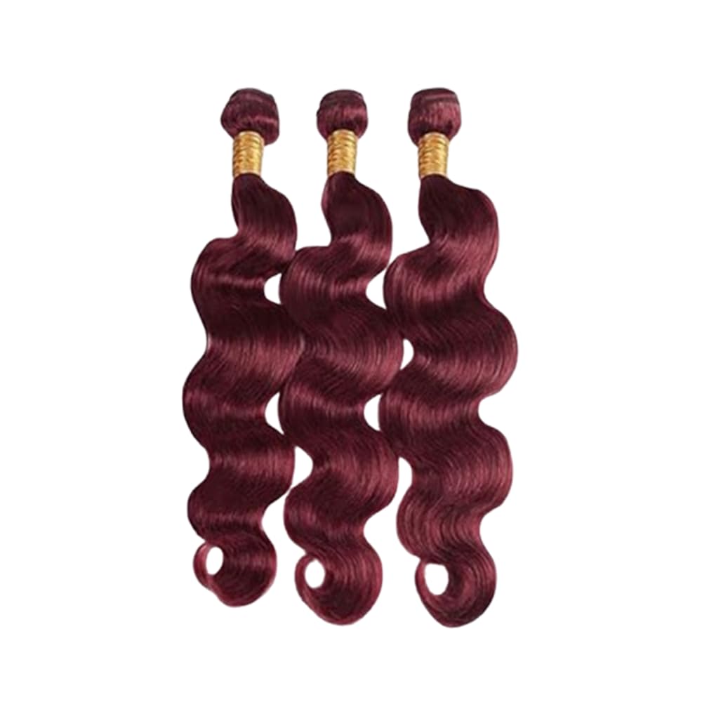 BilltiiWW Burgundy Body Wave Human Hair Bundles 12 12 12 Inch