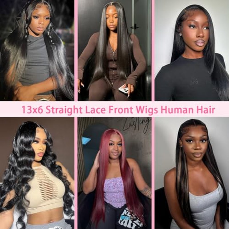 22 Inch 13x6 Lace Front Wigs Human Hair 200 Density HD Lace Front Wigs Human Hair Pre Plucked Glueless Wigs Human Hair for Women Straight Lace Frontal Wigs Natural Color (Natural Black, 22)