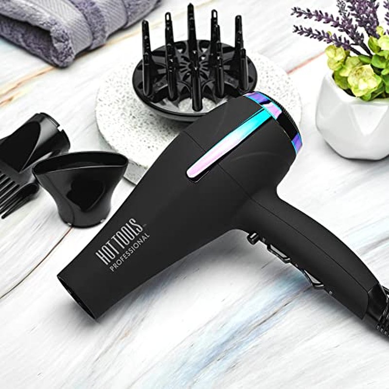 HOT TOOLS Professional Ceramic Rainbow Hair Dryer - Fast Drying Blow Dryer with Quiet Operation and Ion Technology for Long-Lasting and Shinier Hair - 1875 Watts