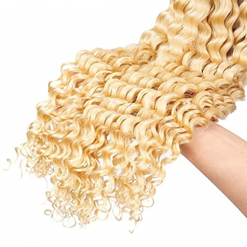 Blonde Kinky Curly Bundles 613 Human Hair Bundles Blonde Curly Wave Bundles 8A Unprocessed Brazilian Virgin Extensions 24 26 28 Inch