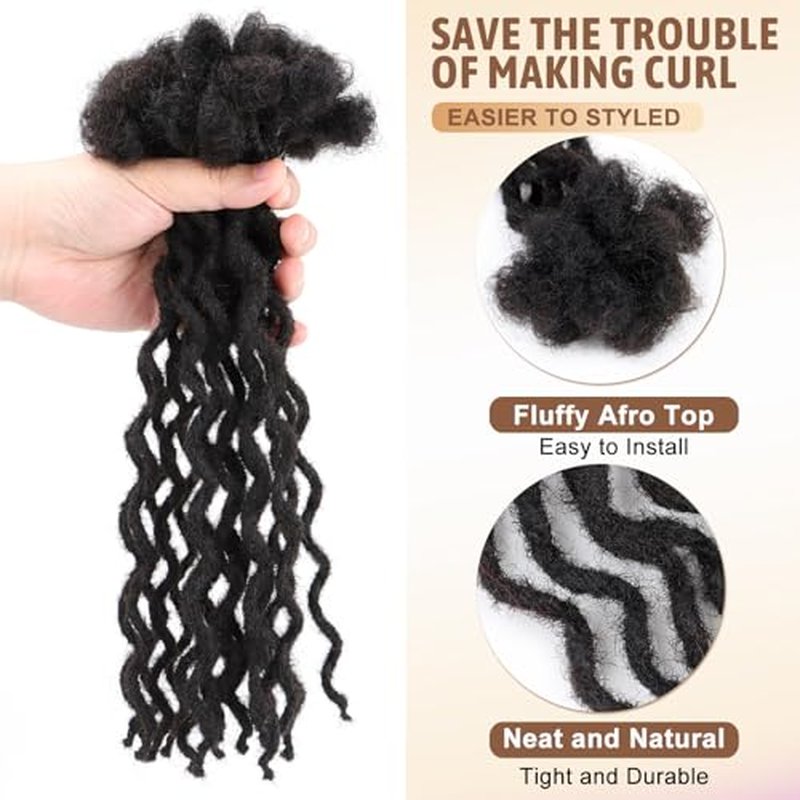 30 Strand 16 Inch Human Hair Curly Dread Extensions ? 0.6cm Diameter Afro Kinky Wavy Locs, Ideal for Full Head Installation or Loc Maintenance