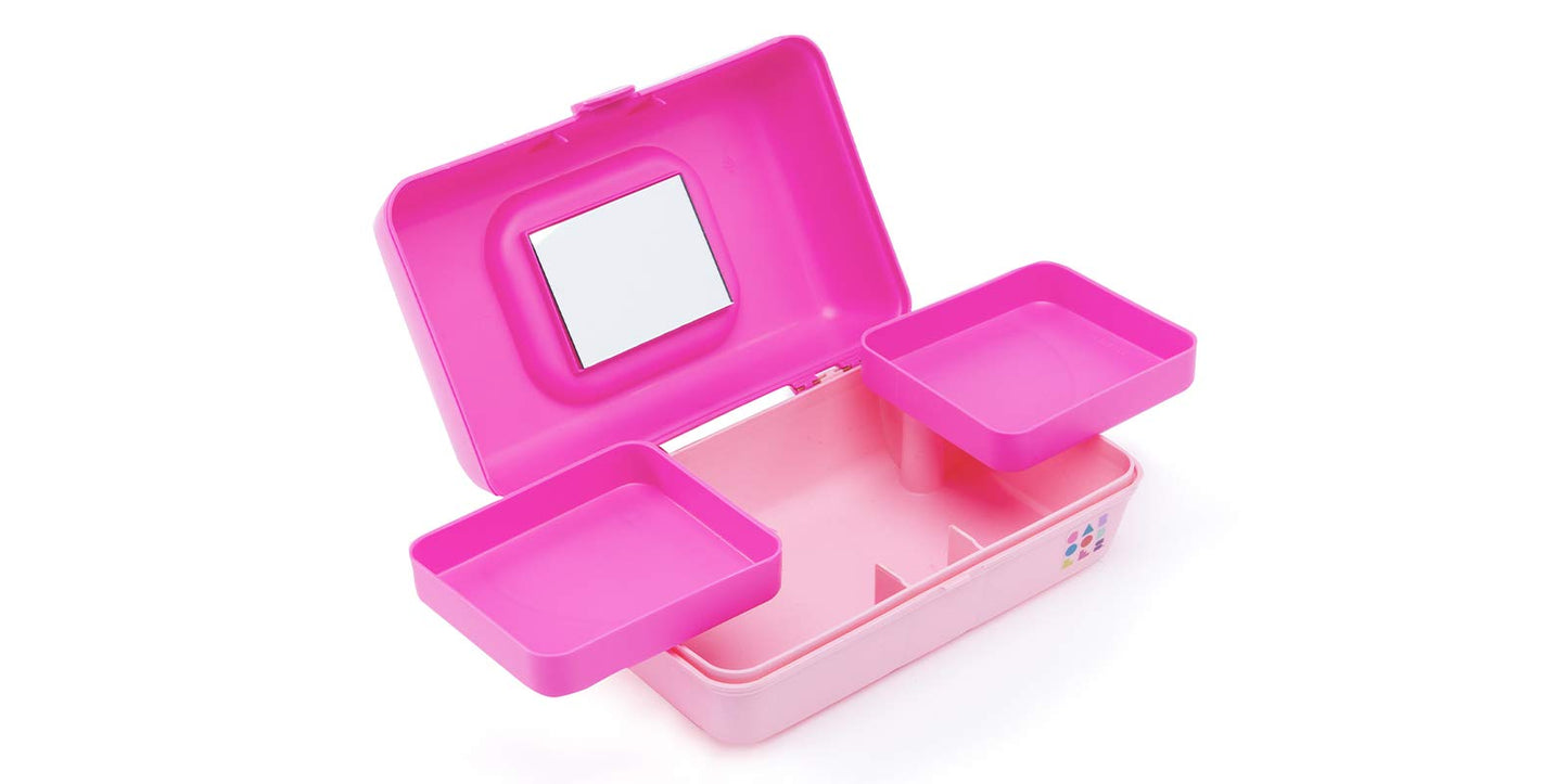 Caboodles Pretty In Petite - Forever Fun Makeup Organizer Compact Carrying Cosmetic Case, Pink Over Rose, 1 count